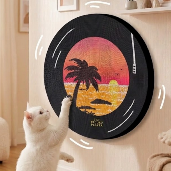 백댄스 레코드 회전 고양이 스크래쳐, 1개, 노을 바다