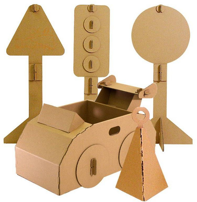 골판지 만들기 DIY 탱크 장난감 재활용 자동차 종이, J. 스쿨버스(92x65x80cm)