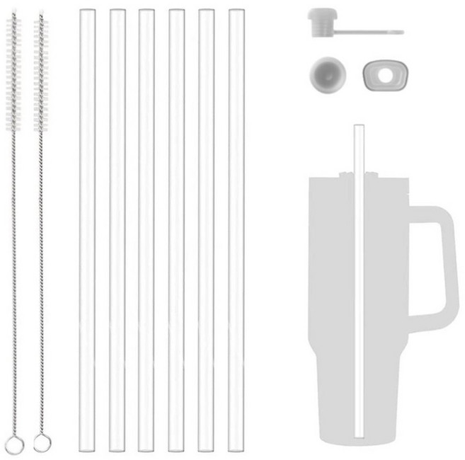 스탠리 스타벅스 30 40oz 887ml 1.18L 텀블러 호환 트라이탄 빨대 6p + 세척솔 세트, 1세트
