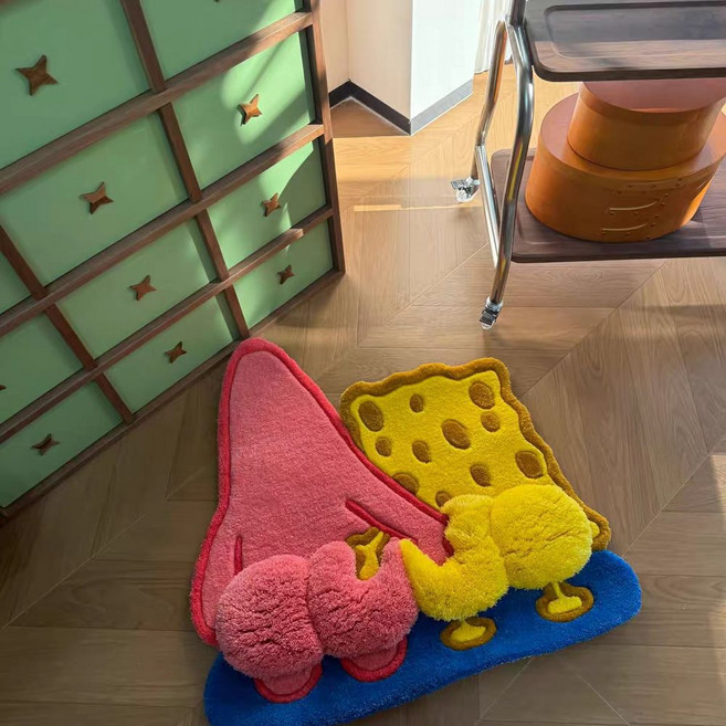 귀여운 스폰지밥 러그 발매트 침대 옆 카페트 침실 인테리어 선물용 도어매트 현관 발판
