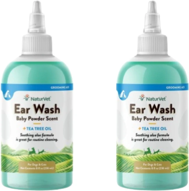 NaturVet 강아지 고양이 귀 세척 플러스 티트리 오일 베이비 파우더 향 236ml(8fl oz) 2 SET, 1개 - 쿠팡