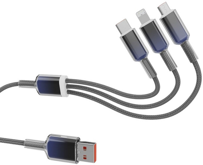 AiHome 三合一快充線, 漸變黑白, 1個, 100cm