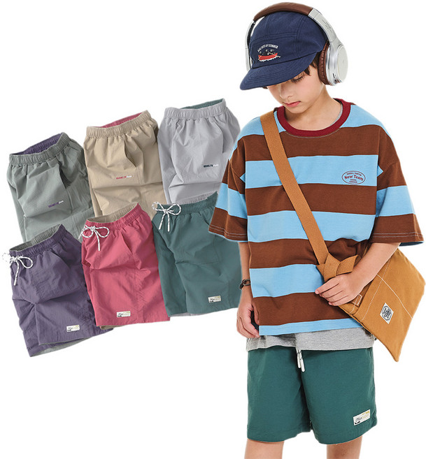 더베이지 여름 주니어 남아 양면 반바지 라노 우븐 리버시블 우븐 하프 팬츠 B4601