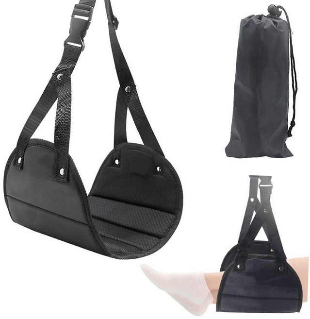 비행기 기내용 발해먹 저림방지 발받침대 풋레스트, 발해먹 화이트스트라이프