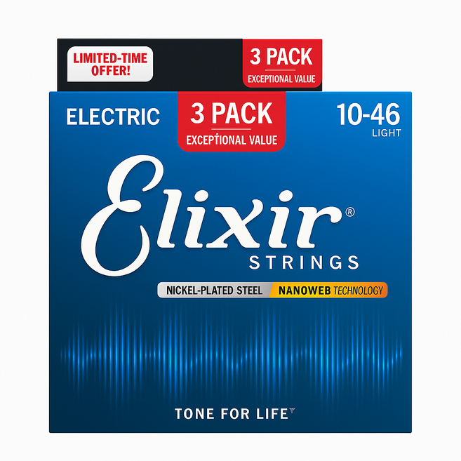 Elixir 엘릭서 기타줄 010-046 3팩 16567 일렉기타 스트링 나노웹 Super Light