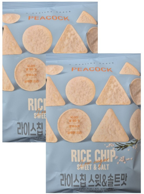피코크 라이스칩 스윗솔트맛 100g, 2개