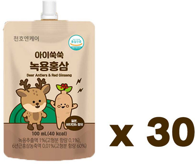 천호엔케어 아이쑥쑥녹용홍삼 어린이건강식품, 30개, 100ml