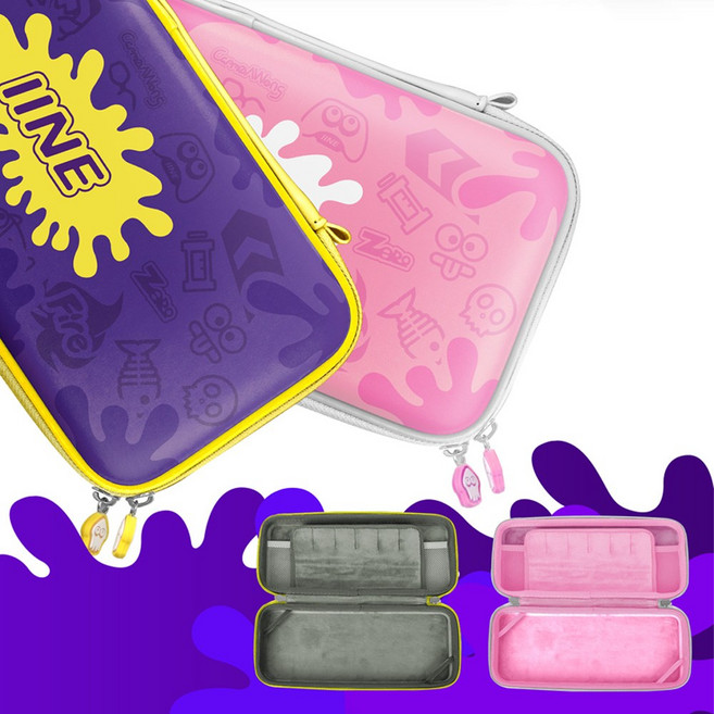 닌텐도 스위치 OLED 스플래툰 에디션 케이스 하드 파우치, 퍼플, 1개