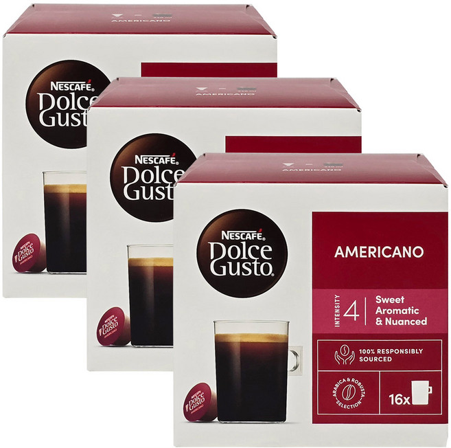 네스카페 돌체구스토 아메리카노 캡슐커피, 8.5g, 16개입, 3개