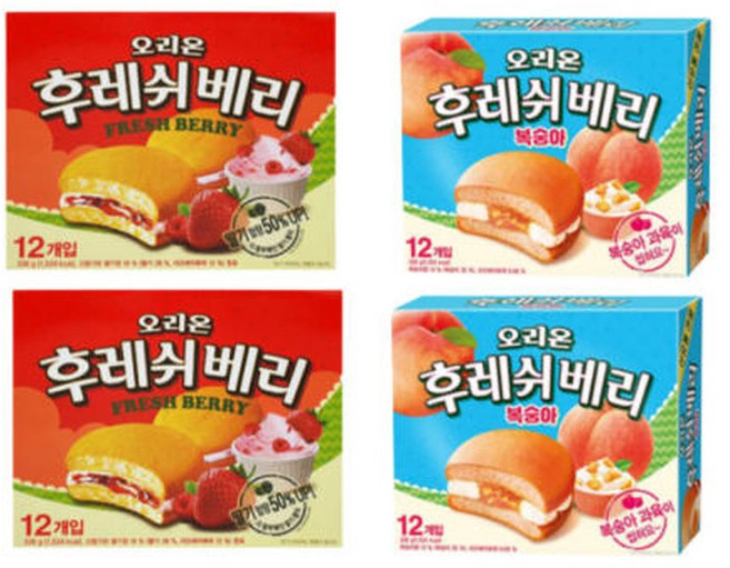 오리온 후레쉬베리 딸기 복숭아 336g 12개입 4박스