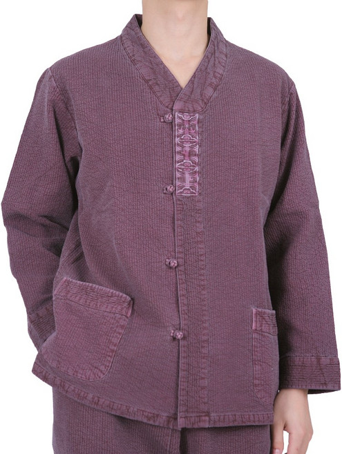 만덕몰 봄 가을 남성 이중지 브이넥 문양자수 2ps 개량 생활한복 절복 법복