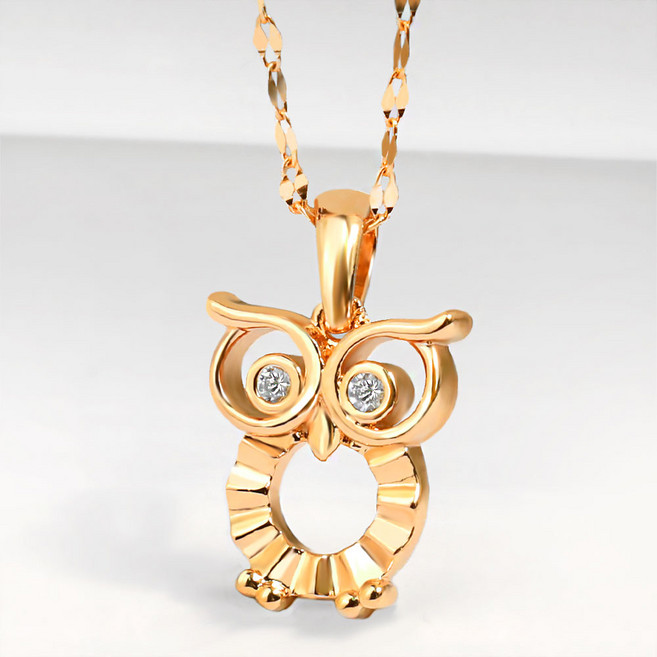 오엔나 14K 18K 데일리 미카엘 컷팅 큐빅 부엉이 여성 금 목걸이 기념일 선물