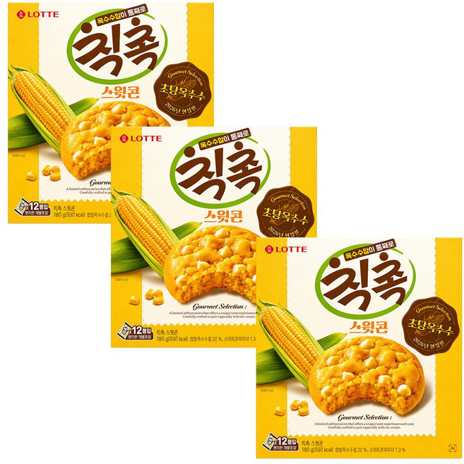 롯데웰푸드 초당옥수수 칙촉 스윗콘, 180g, 3개