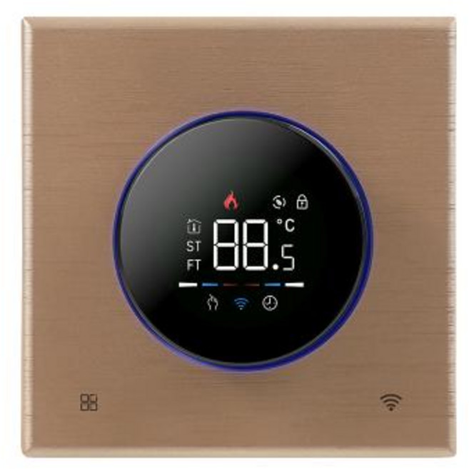 와이파이 온도 조절기 TUYA 스마트 노브 바닥 난방 물 가스 보일러 프로그래밍 가능한 앱 음성 컨트롤러 알렉사 구글 홈, 1)Champagne 색상, 5A Water Heating