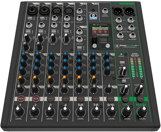 USB Onyx Mic 프리앰프 GigFX 이펙트 엔진 및 블루투스가 포함된 Mackie ProFX6v3+ 6채널 프로페셔널 아날로그 믹서, FX+ (Bluetooth), 12-Channel
