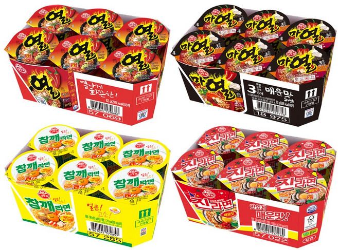 마열라면 컵 6개+열라면 컵 6개+진라면 매운맛 컵 6개+참깨라면 6개, 24개