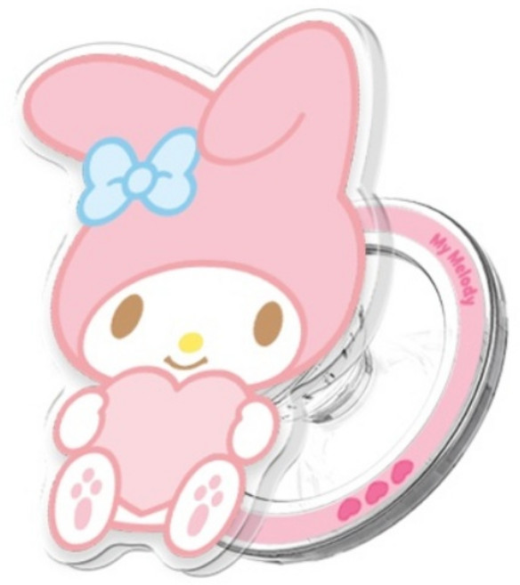 (정품)산리오 하트 그립 투명 마그네틱 스마트톡+자석링(맥세이프 호환), 하트_마이멜로디, 1개