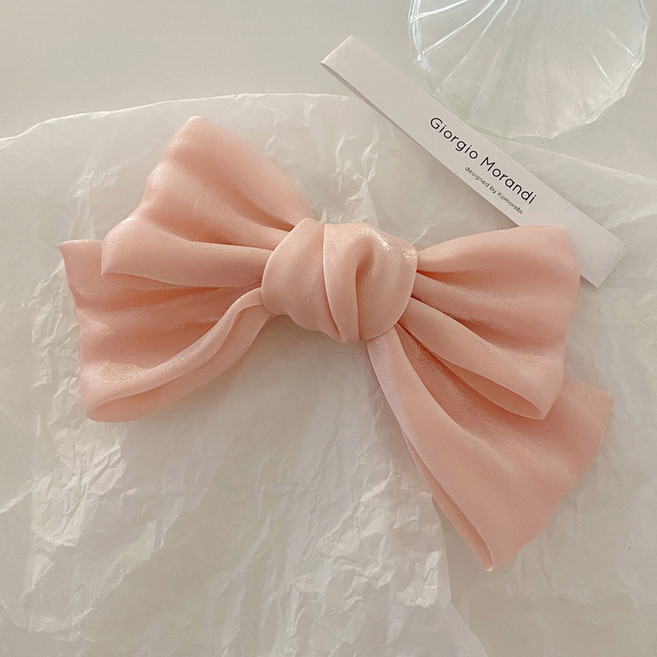 [HANNAL] 왕리본 실키 새틴 리본자동핀