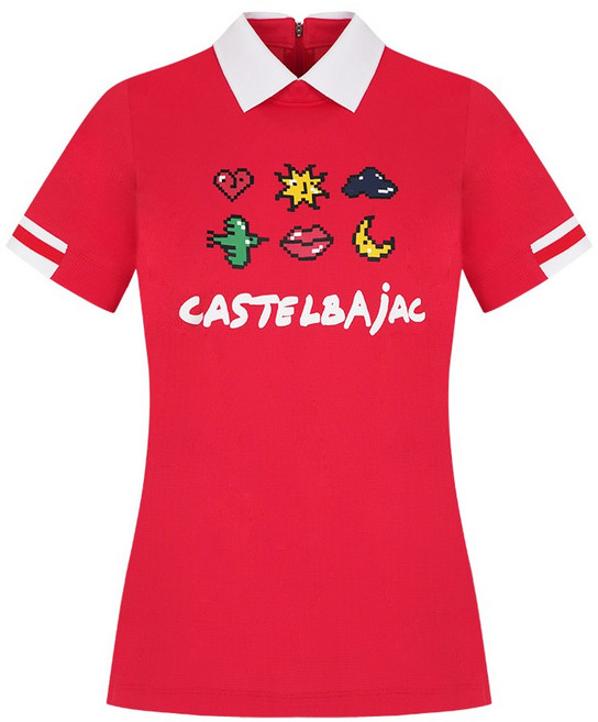 여성 픽셀 아트웍 배색 티셔츠_BGDMTS705RE