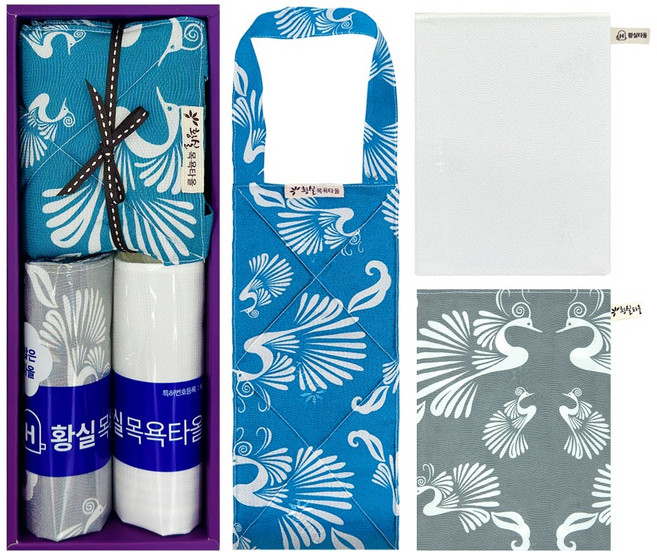 프리미엄 인견때타올 황실타올 선물세트 공주세트, 1세트, 1세트, E. 청록등타올+사각타올2P (공주)