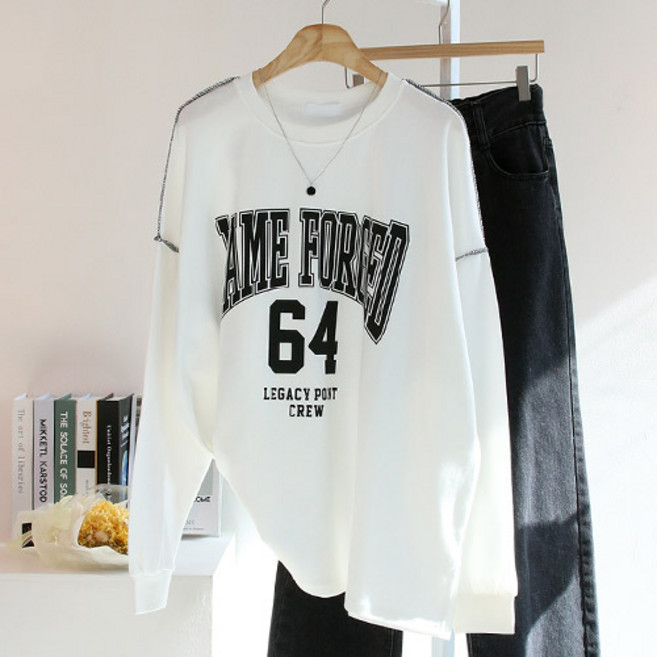 에스제이룩 여성용 자멜박스 오버핏 빅사이즈 긴팔티셔츠 국내제작