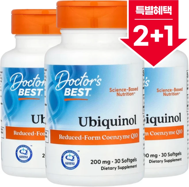 2+1 닥터스베스트 유비퀴놀 활성형 CoQ10 카네카 함유 200mg 소프트젤 30정 / 해외직구 미국정품, 3개 - 쿠팡