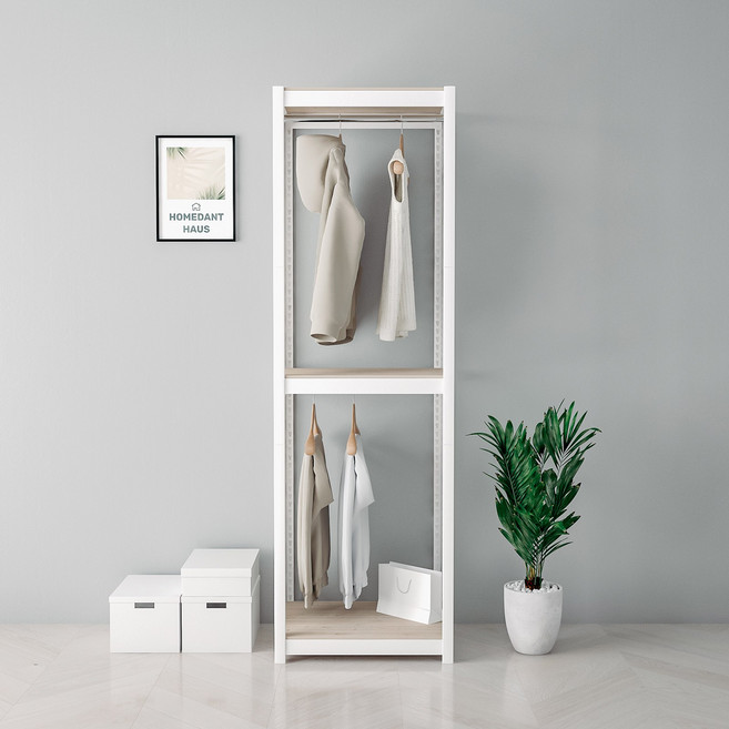 홈던트하우스 국내 제조 스피드랙 업그레이드형 홈던트하우스 무볼트 조립식 행거, 화이트