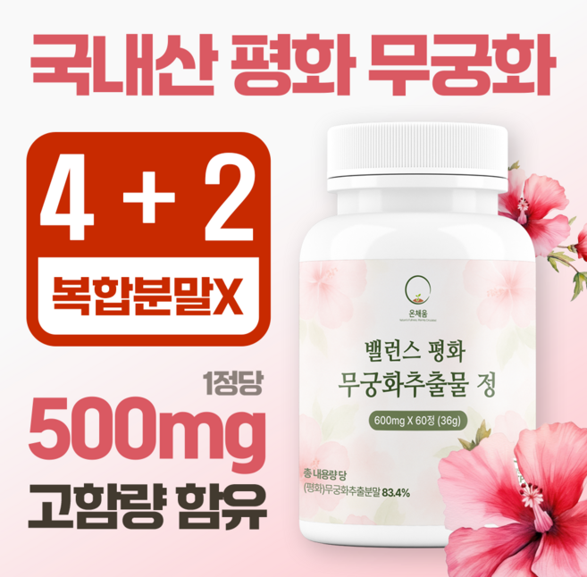 온채움 밸런스 평화 무궁화 추출물 정품, 6개, 60정