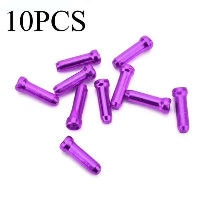 10-1000PCS 자전거 라인 파이프 테일 엔드 캡 브레이크 변속기 시프트 와이어 팁 크림프 MTB 케이블, 05 Purple-10PCS