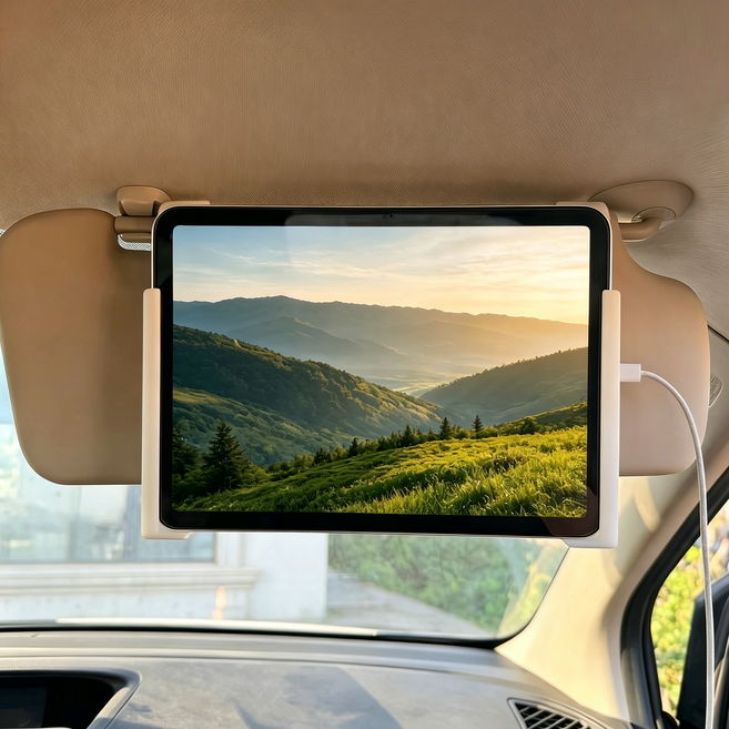 차량용 선바이저 거치대 만능 다기능 핸드폰 태블릿 겸용 자동차 썬바이저 다용도 휴대폰 거치대, 흰색, 1세트