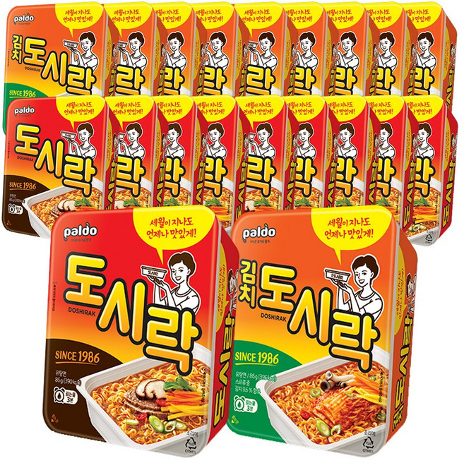 팔도 도시락 86g X 10p + 김치도시락 86g X 10p, 1박스