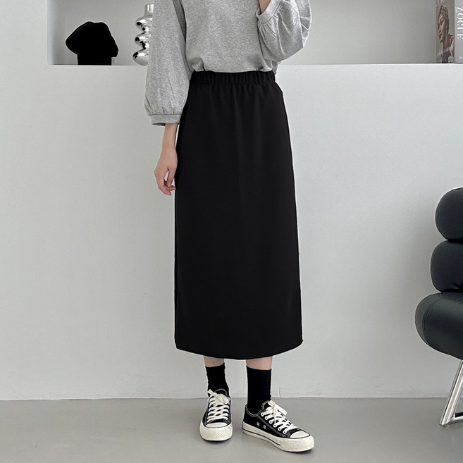 빅걸스토리 여성 빅사이즈 밴딩 스판 H라인 데일리 스커트