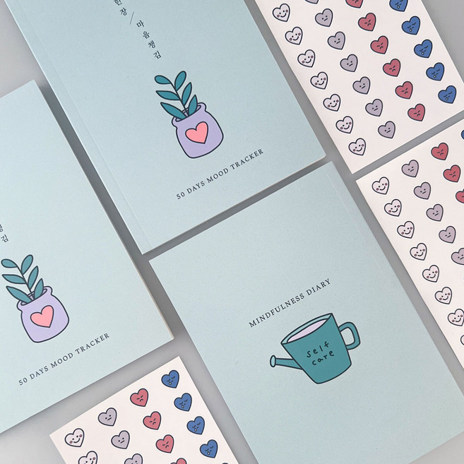 웰리너리 하루한장 마음챙김 다이어리 감사일기 감정일기, 민트