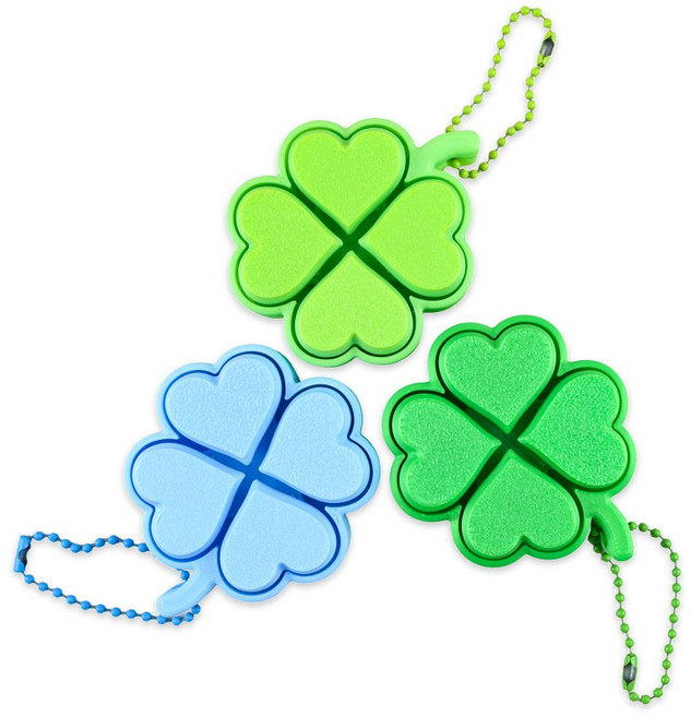 토이토 네잎클로버 4구 키캡 딸깍이 키링 3개입 키보드 열쇠고리 피젯토이, 3개, 혼합색상