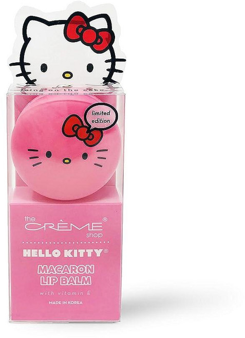 THE 더 Crème Shop x Sanrio 헬로 키티 마카롱 립밤 (헬로 아이싱 온 케이크) 한국식 귀여운 향 포켓 휴대용 진정 고급 머스트 해브 184684, 1개