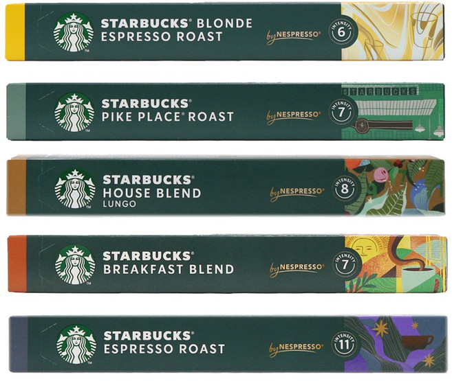 스타벅스 네스프레소 호환캡슐 5종 50캡슐 블론드 파이크 하우스블랜드 콜롬비아 에스프레소, 1세트