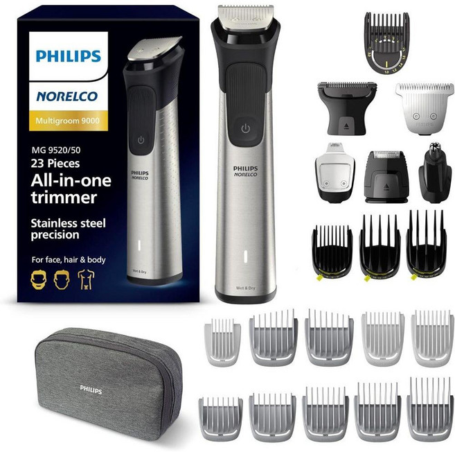 필립스 노렐코 멀티그루밍 키트 Philips Norelco Multi Groomer 23 Piece, Latest Version_MG9520/50 - 23, 기본