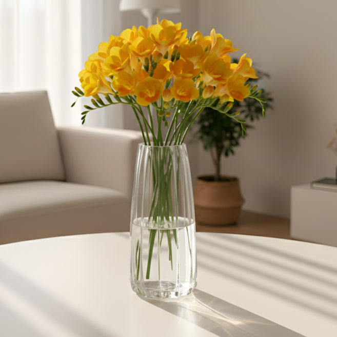 라라마을 고급스러운 유리 꽃 별 화병, 투명