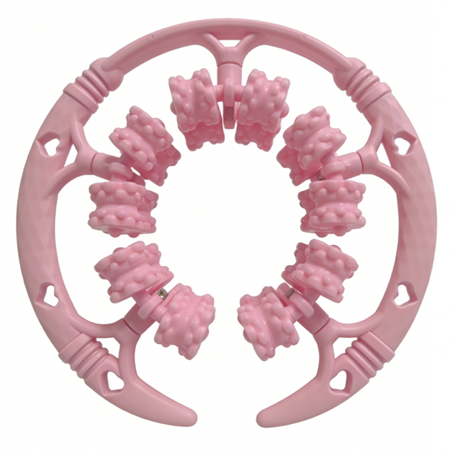 무한시온 휴대용 20롤러 고리형 마사지기 휴식 슬림 다리기 마사지기, 1개, 핑크색