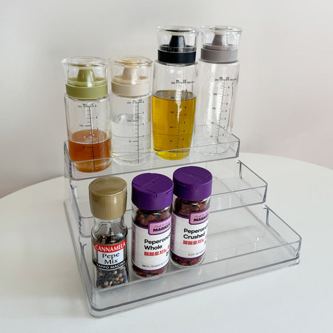 뉴앤룩 3단 양념통선반 조미료선반, 투명, 1개