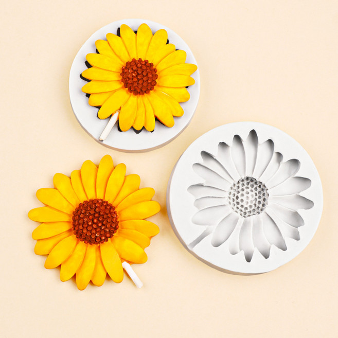 [야화] 해바라기 데이지 다용도 실리콘 몰드 2종, 소형 BB1, 1개