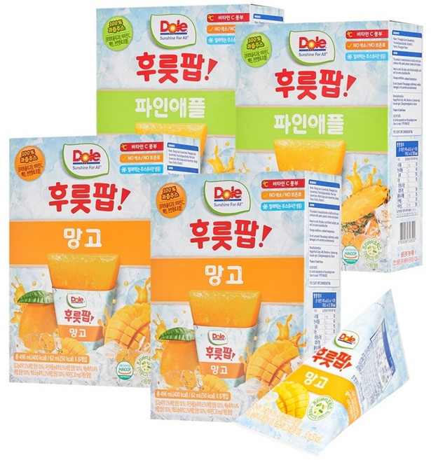 돌 후룻팝 파인애플 16p + 망고 16p, 496ml, 4박스