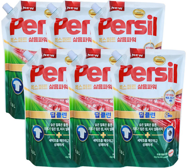 헨켈 퍼실 엑스퍼트 삶음파워 액체세탁세제 일반드럼겸용 리필 1박스, 1.5L, 6개