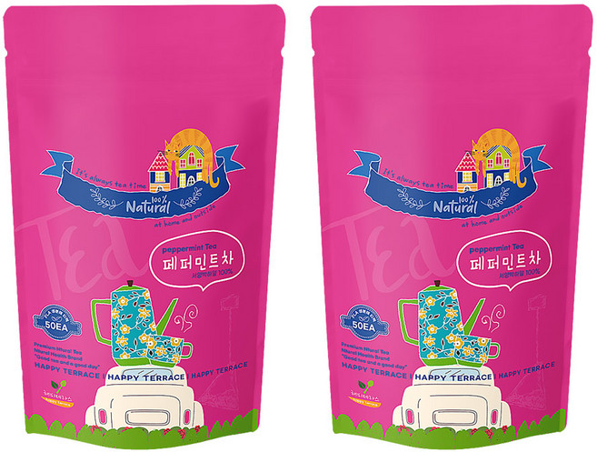 50+50티백 100개입 페퍼민트차 삼각티백 허브차, 2개, 50개입, 1g