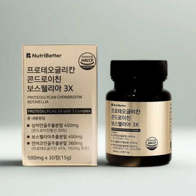뉴트리베러 프로테오글리칸 3X 고함량 프리테오글리칸 효능 500mg 30정 1박스 상어연골 타히보추출물 597878, 뉴트리베러 프로테오글리칸 3X 고함량 프리테오글리칸 효