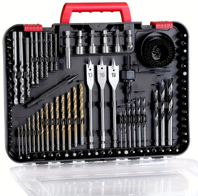 100pcs 드릴 비트 세트 목공 건축용 나사 비트 소켓 일체형 세트, 1세트