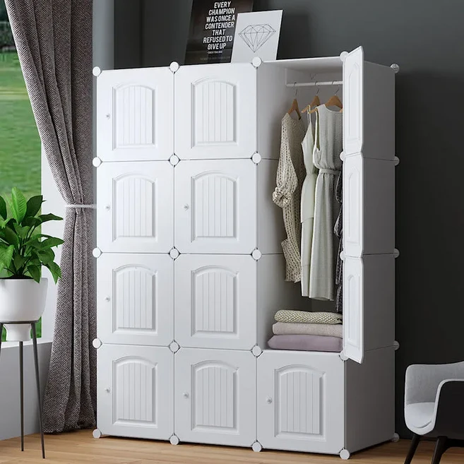 간이옷장 프리미엄 폴딩 드레스룸 옷정리함 수납장, 흰색