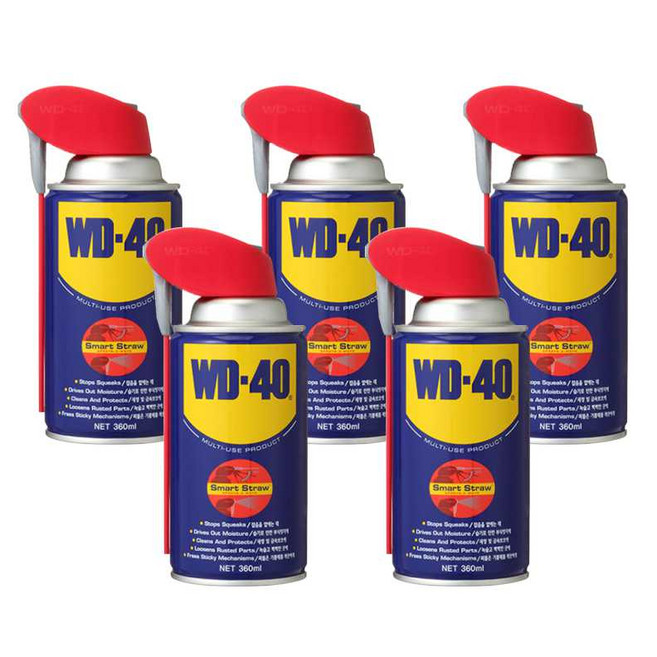 cnm 벡스 WD-40 방청윤활제 녹방지 부식방지 구리스 스티커제거 360ml SS 스마트스트로우, 5개