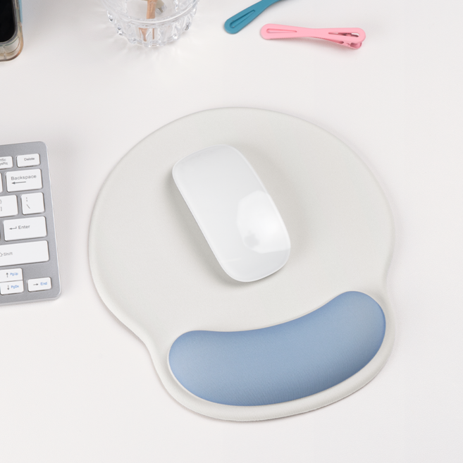 실리콘 마우스손목받침대 도톰한 미끄럼방지 오피스 마우스패드, 그레이, 원형, 1개