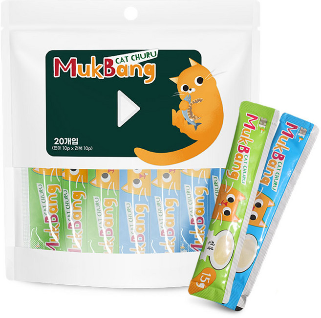 [임박특가26.8.19] 먹방 짜먹는 고양이 간식 300g (15gX20p), 1개, 전복+연어